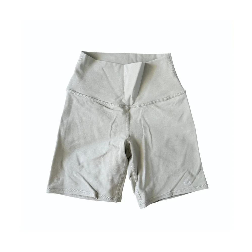 Alo Yoga High Waist Airbrush Biker‎ Shorts Light Green XXS Athletic Yoga Workout
